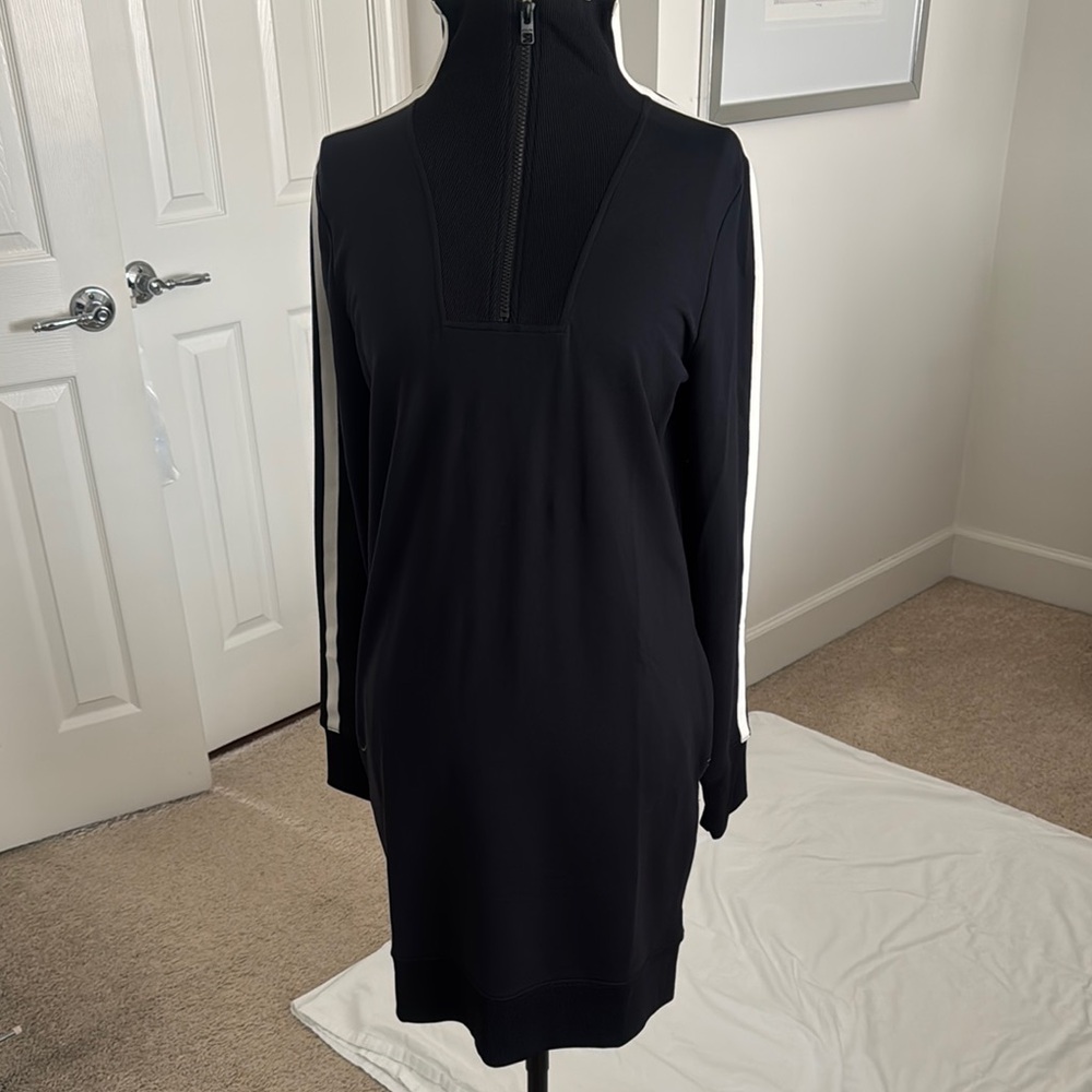 Athlete Black Women's Dress with White Stripes